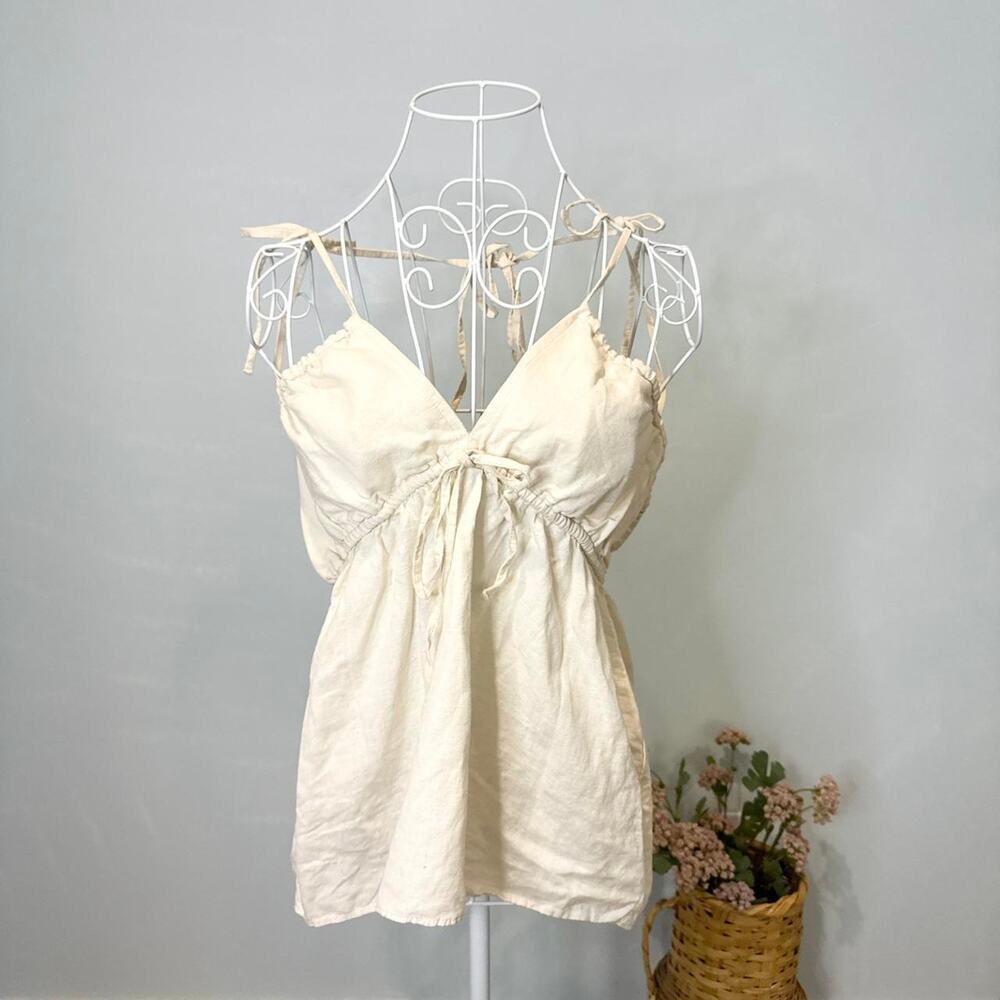 Gorgeous Oak + Fort flowy beige/ cream milkmaid babydoll blouse top